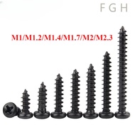 [FGHS-1] M1/m1.2/m1.4/m1.7/m2/m2.3 Black Phillips Round Head Self-Tapping Screw Glasses Screw Small 