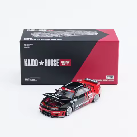 KHMG191 Kaido House x MINI GT 1:64 R33 Kaido Works ADVAN Diecast Model Car