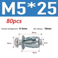 80PCS Jack Nut - Rivet Plat Metal Mur Baut Drat Sekrup Fisher M4 M8 M6 Skrup