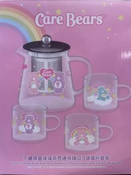 Care Bears 不鏽鋼玻璃茶壺茶具套裝 茶壺*1 水杯*3