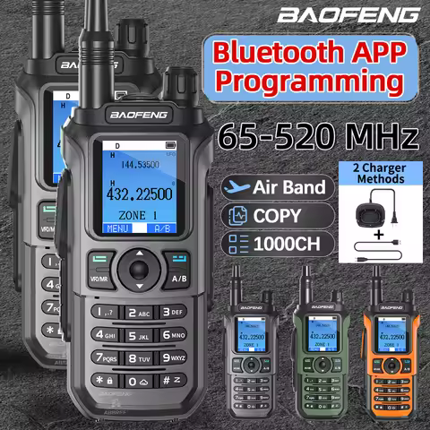 2PCS BAOFENG UV-21 PRO Walkie Talkie V3 Multi Band Bluetooth App Programming Air Band Wireless Copy 