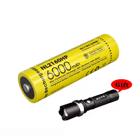 NL2160HP Battery 6000mAh 21.6Wh 3.6V 20A Battery Rechargeable Flashlight Battery With Free Flashligh