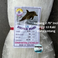 035MM X 70MM (2.75") X 120MD X 45.7Mtr Jaring Pukat Ikan / Mata Lintang / Isi Kosong / Warna Putih /