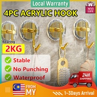 4PCS Strong Wall Hook Self Adhesive Hook Sticky Hook Door Wall Hangers Hook 3M Stickiness Hook Acryl