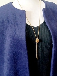 vintage jewelry 典雅金色玫瑰可調式領結  項鍊