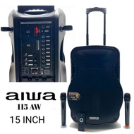 SPEAKER AKTIF PORTABLE AIWA AW 15 INCH USB BLUETOOTH 2 MIC KARAOKE