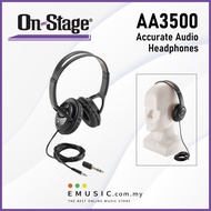 On Stage AA3500 Accurate Audio Headphones | 6 ft Cable with 1/8″ male connector + 1/4″ adapter