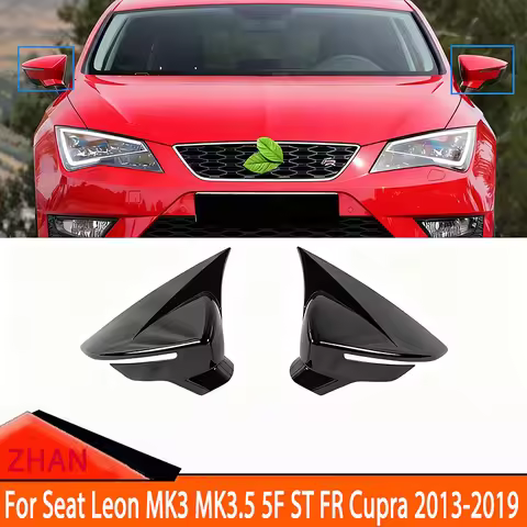 Premium Ox Horn Rearview Mirror Cap Trim For Seat Leon MK3/MK3.5 2013-2019, Wear-Resistant Easy-Inst