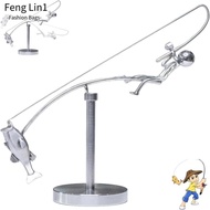 FLIN The Fisherman Balancing Sculpture, Desk Ornament Gift Kinetic Fishing Sculpture, Creative Handm