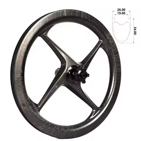 16Inch 349 Carbon 4 Spoke Wheel Folding Bicycle Clincher Tubeless Rim Brake Center Lock 3 7Speed Hub