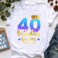 50th/30th/40th/25th/60th Birthday Queen Graphic Print Tshirts Women Crown Love T Shirt Femme Summer 