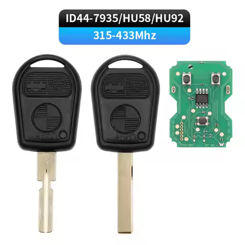 ID44 7935 Chip Remote Car Key 3 Buttons 315/433MHz HU58 HU92 Compatible for BMW E46 X3 E38 E39 Z4 X 