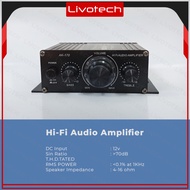 SPORTILIVO Hi-Fi Mini Stereo Car Treble Bass Booster Amplifier - AK-170 - Black