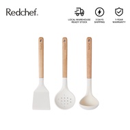 Redchef Solid Wood Silicone Utensils Turner/Slotted Turner/Ladle Food Grade Silicone Heat resistant 