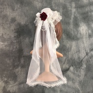 Small Top Hat Lolita Retro Headdress Veil Tea Party Wedding Veil Travel Photo Veil Top Hat Hairpin H