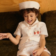 lookbookpetite peter top navy stripe เสื้อเชิ้ตแขนสั้นมีกระเป๋าลายทาง navy stripe