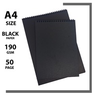 BLACK PAPER NOTEBOOK A4/SKETCHBOOK BLACK PAPER A4/ BLACK PAPER DRAWING BOOK A4/VERTIKAL/JURNAL/NOTEP