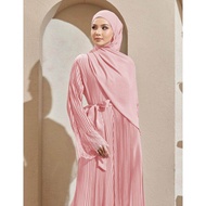 JOJOBars baju raya perempuan abaya jubah lace jubah wanita muslimah pleated abaya Murah Cantik sage green Arab Dubai Glamor Dress Plus Size