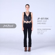 กางเกงยีนส์ขาม้าผู้หญิง Klassik JF-BT/BK Boot Cut Black Mid Waisted Jack Russel