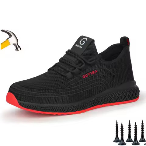 48 GUYISA Summer Labor Safety Shoes Men's Anti-smashing Anti-puncture Steel Toe Lightweight Wear-res