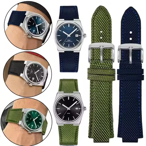 For 1853 Tissot Super Player PRX Series Modified Nylon Leather Watchband T137.410 26-12mm Convex Mou