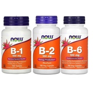 [พร้อมส่ง] NOW Foods, B-1, B-2, B-6 100 mg, 100 Tablets / Capsules.
