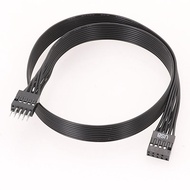 Computer Motherboard Front USB9PIN 2.0 Extension Cable 9-Pin Male to Female Connection Black Flat Ca