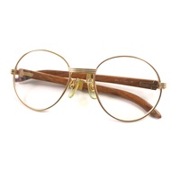 Popular Cartier Men's Eyeglasses with Logo Hardware and Wood Temples, Gold Braun 52□18, 130 Degrees,