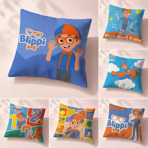 Cartoon Blippi Cushion Cover Premium Reversible Pillow Cover 2-in-1 Dual Comfort Decor for Home & Ca