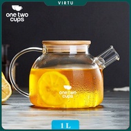 One Two Cups Chinese Teapot Glass Heat Resistant Fire Tea Pitcher 1L - BR-384