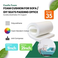 CastleFoam 35D High Density 1-2 Inch Rectangle Foam Cushion Sofa Seat Couch Wheelchair Sponge Foam
