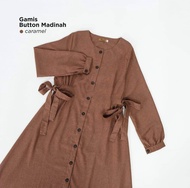 Gamis button(kancing) hidup syari polos merek sendiri "IJTIHAD" premium bahan Madinah FODU impor