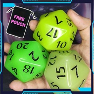 55mm Glow In The Dark Extra Big Jumbo D20 Polyhedral Dice Set for Dungeons and Dragons, Pathfinder