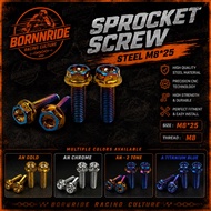 BORNNRIDE SOB RACING SPROCKET SCREW M8*25 (GOLD , 2 TONE, CHROME)