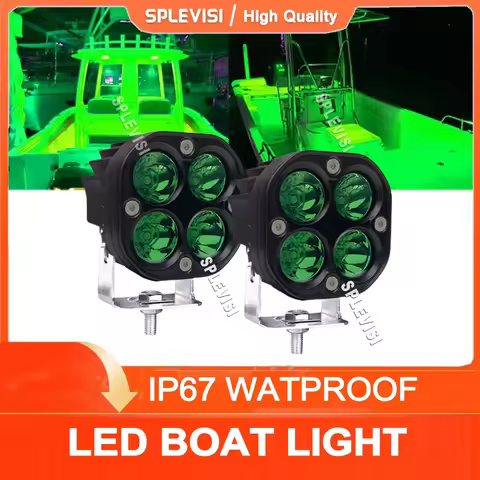 2x Marine Boat Light Boat Deck Transom Cockpit Light Waterproof Green For Yacht Fishing Pontoon Sail