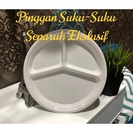 Pinggan Suku-Suku Separuh Pinggan Diet Orang Dewasa Portion Plate Divided Melamine sihat kurus IF fasting corelle ikea