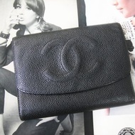 【老時光 OLD-TIME】早期二手老包法國製CHANEL香奈兒中皮夾