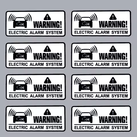 8pcs Car Sticker Warning Electric Alarm System Self-adhesive 3.6x1.6cm Waterproof Cover ScratchDirt 