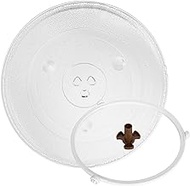 12.5"/31.5cm Universal Microwave Glass Plate Microwave Glass Turntable Plate Replacement for Kenmore, Panasonic, GE, with Microwave Turntable Coupler and Microwave Plate Roller Support Wheel Ring