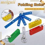 MEIGUII Plastic Ruler, Anti Pinch with Keychain Folding Ruler, Multi Functional 0.5m 10-Fold Double-