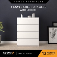 Homez Chest Drawer 4 Layer Drawer Storage with Layer Lock Bigger Size (3ft) HMZ-FN-CD-7001