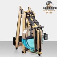 網奧智能木製水阻划船機家用健身房可摺疊橡膠木划船器原木色