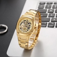 Mens Watch Fashion Alloy Quartz Skeleton Dial Butterfly Clasp Mens Dress Watch