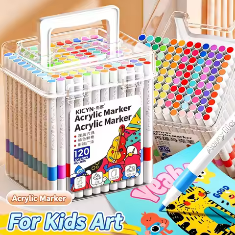 Acrylic marker pen, art supplies, washable and opaque, stackable color pen, waterproof bucket packag