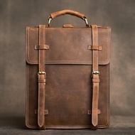 Men's genuine leather backpack, multifunctional casual leather Tote Bag backpack