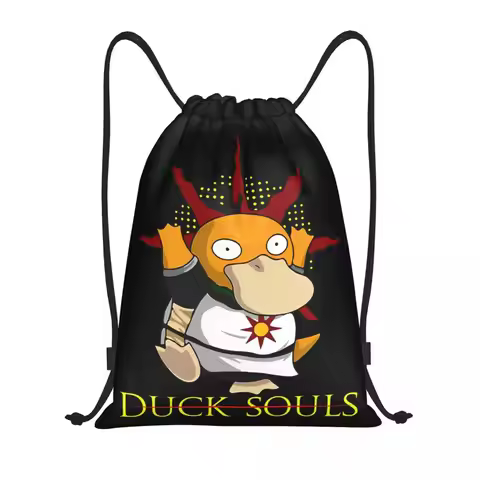 Psyduck Duck Souls Drawstring Bags Soccer Backpack Gym Sackpack Pokemoned String Bags for Cycling