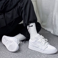 -EJ- NIKE AIR JORDAN 1 All White Shoes Big Children Girls Can Wear 553560-130