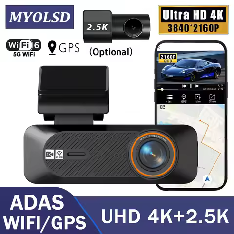 4K 2160P+2.5K 1440P ADAS Dual Lens Car Dash Cam WiFi Connect Front And Rear View Black Box 24H Parki