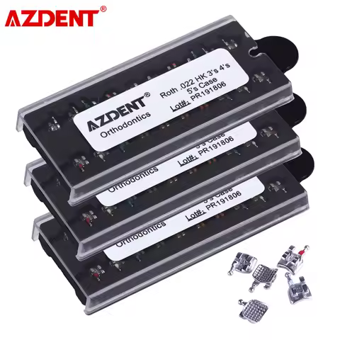 AZDENT 3 Boxes Dental Orthodontic Bracket Braces Mini Roth MBT 022 018 Hooks 345 MIM Monoblock Metal