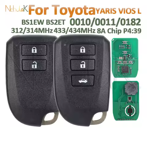 Car Remote Key 0010 0011 0182 For Toyota YARIS L VIOS 312/314 433/434 MHz 8A Chip P4 39 BS1EW BS2ET 
